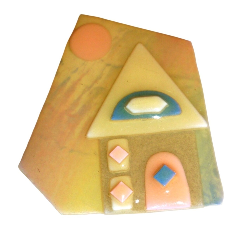 Vintage House Pins by Lucinda Resin Brooch Whimsical Geometric Cottage Pin Maine
